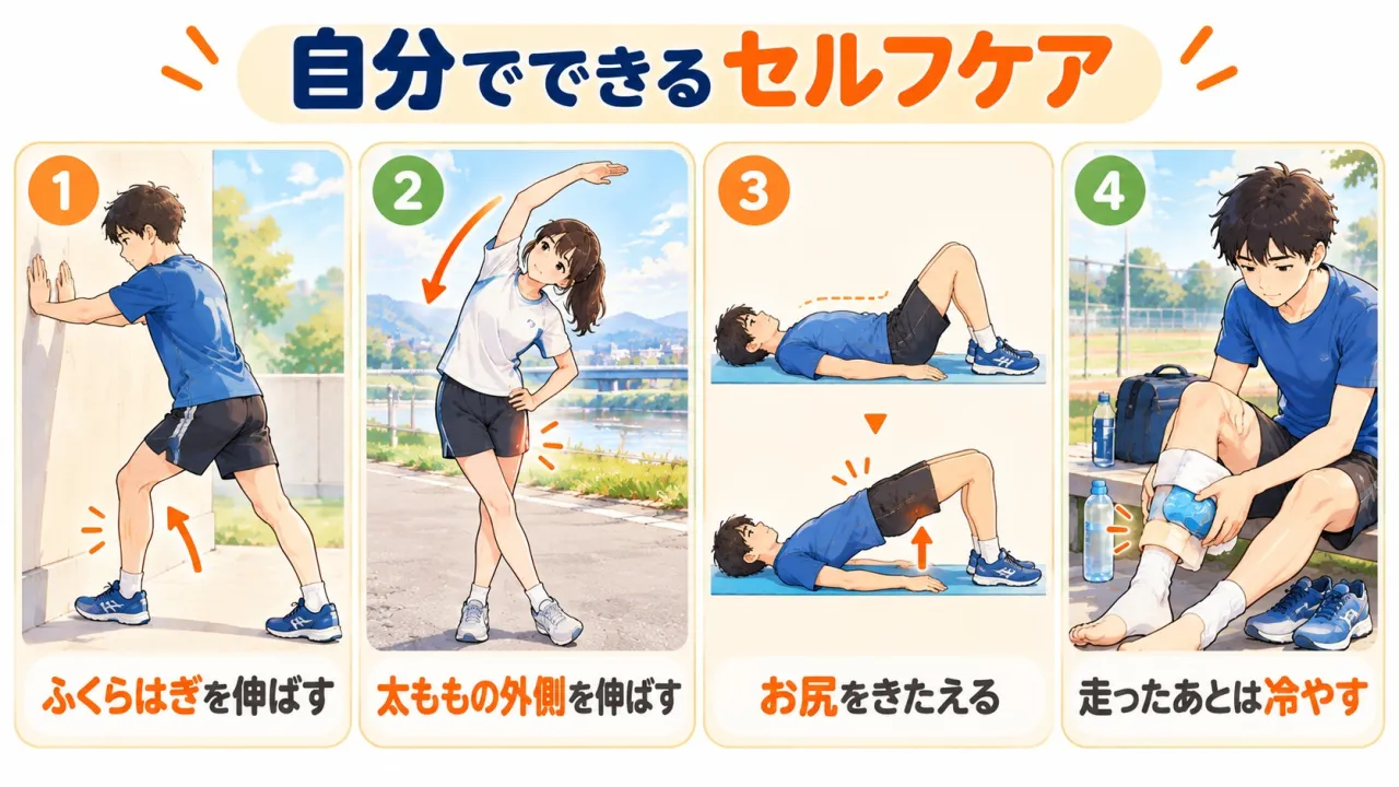 すね・膝の痛みを防ぐストレッチとアイシング
